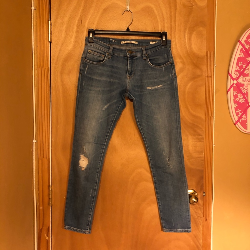Zara Woman Slim Fit Distressed Jeans
